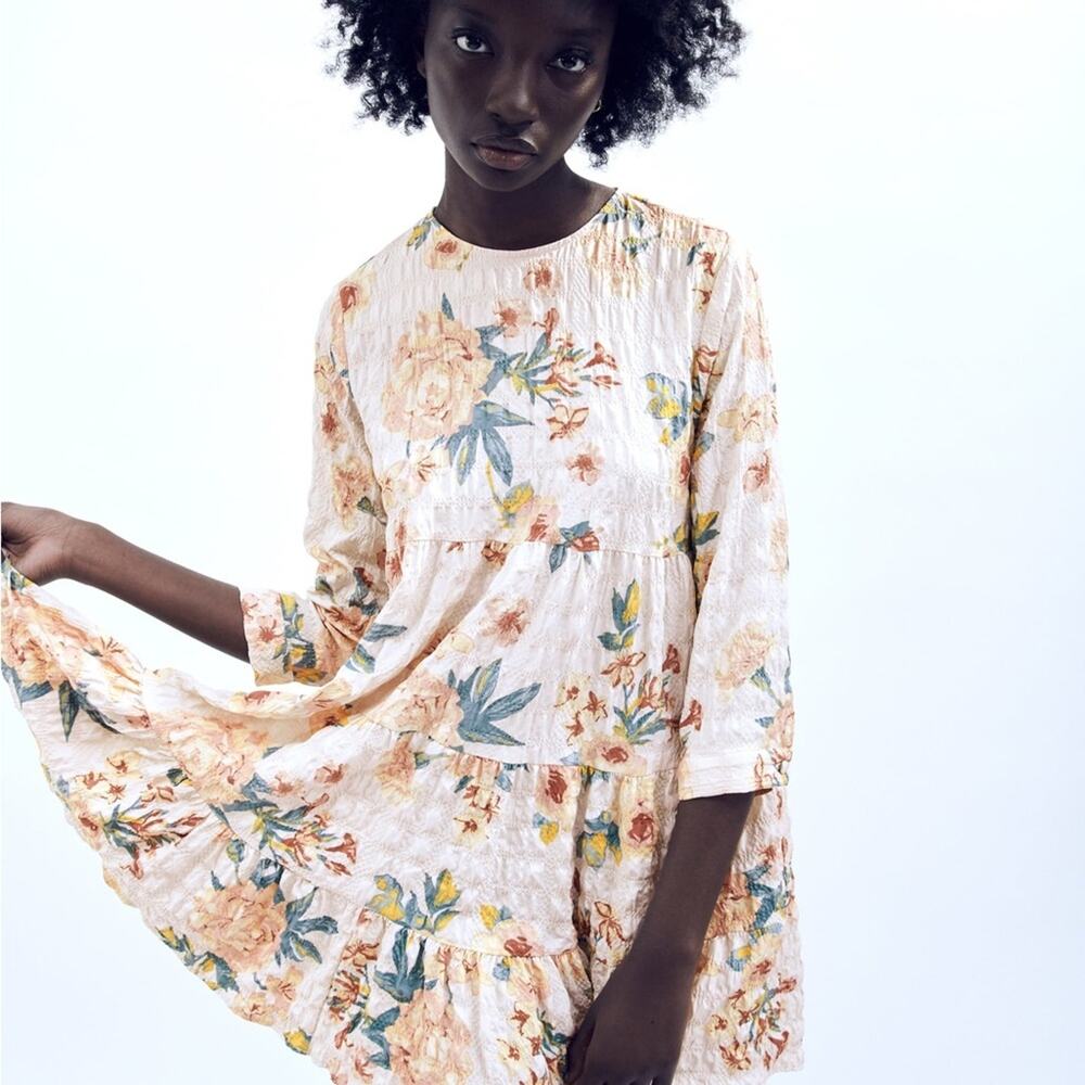 NWT Zara FLORAL PRINT DRESS Mini Size Small MSRP $128